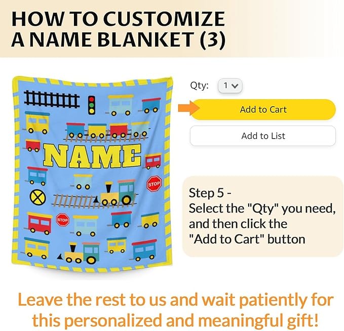 Personalized Train Blanket Gifts for Men - Soft Comfort Train Blankets - 60"x80" Inches for Bed - Light Blue Cartoon Throws