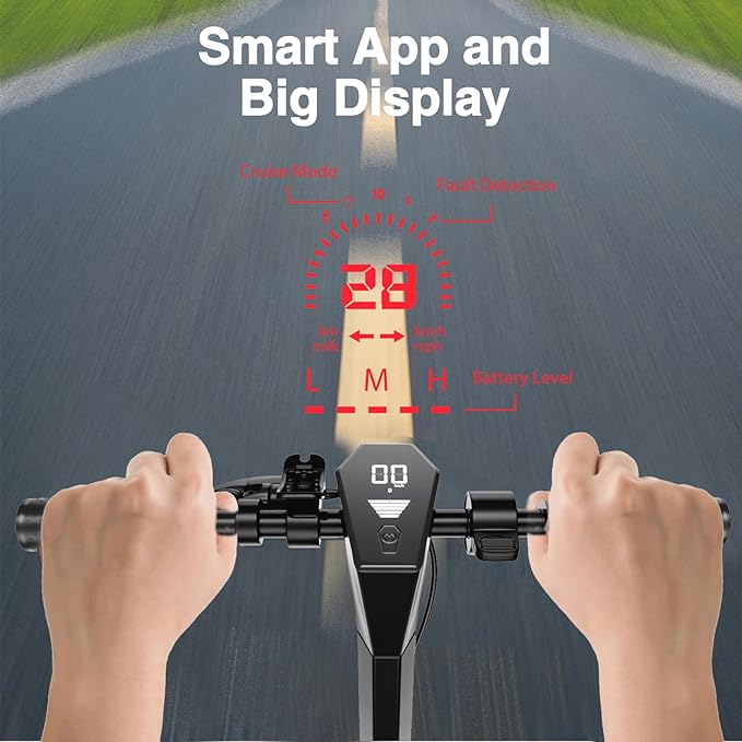 Electric Scooter Adults, 500/600W Motor, 28 MPH Top Speed,10" Vacuum Big Tires, Foldable E-Scooter with App Control & Disc Braking System for Smart APP Contro