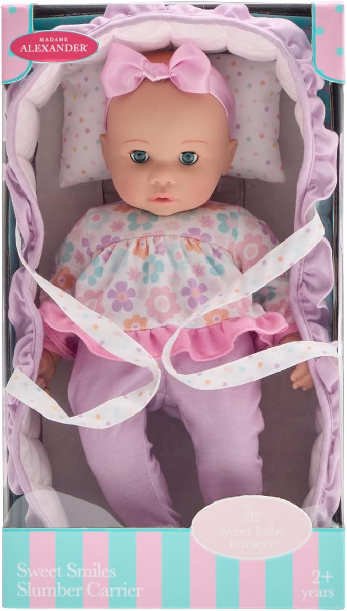 Madame Alexander 14-Inch Sweet Smiles Baby Doll, Slumber Carrier
