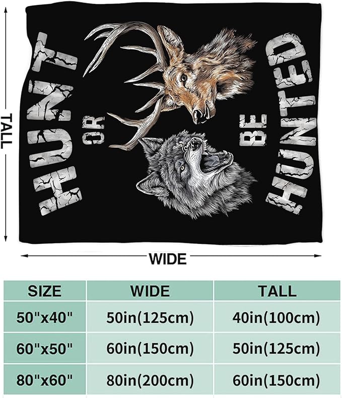 Hunting Blanket Gifts for Men Dad Wolf Deer Throw Blankets Cozy Plush Fleece Hunters Decor Flannel Fuzzy for Couch Chair Bed 80"X60"