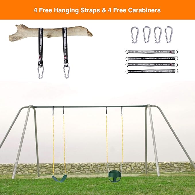 RedSwing High Back Full Bucket Swing with Heavy Duty Swing Seat Combo Pack (Triangle and Chain Dip), Tree Straps Included