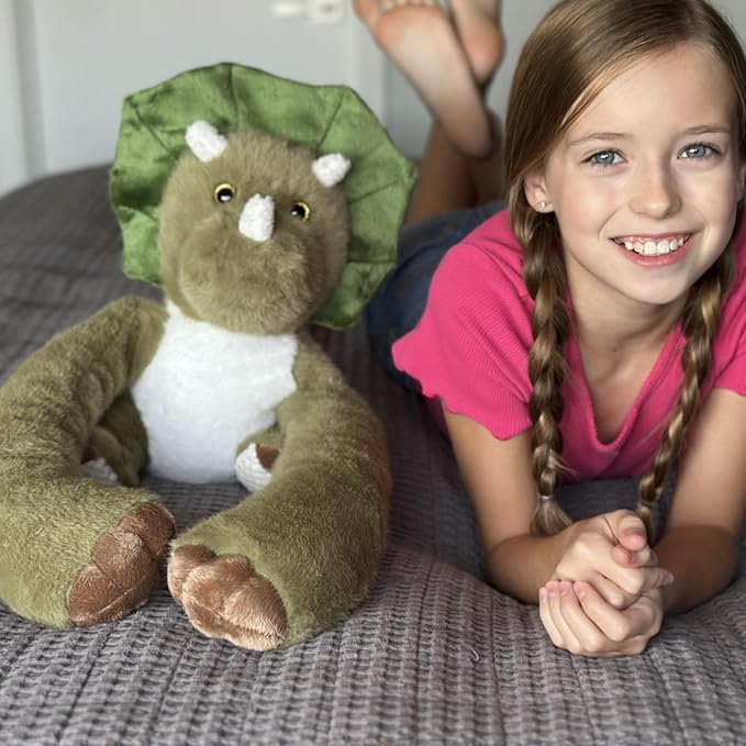 MaoGoLan Microwavable & Weighted Triceratops Stuffed Animal,3.8 lbs Freezable 38“ Long Arms Dinosaur Huggable Weighted Plush Toys, Warm and Comfort Heated Plushie for Adults,Kids