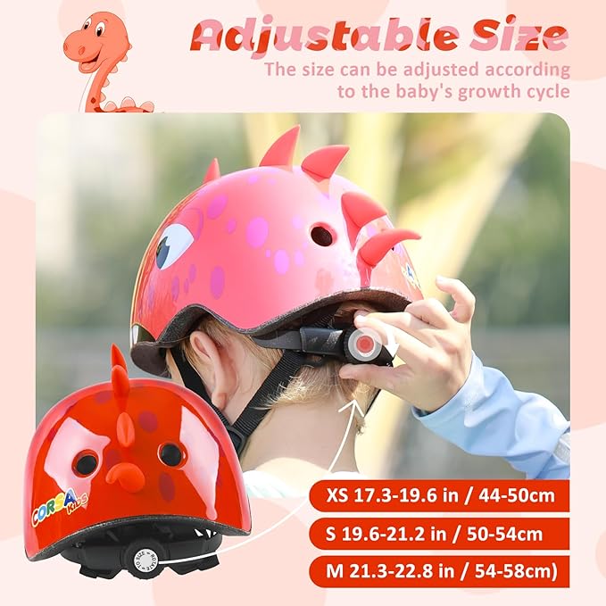 Toddler Kids Bike Helmet, Adjustable and Multi-Sport, 3 Sizes for Ages 1-2-3-5-8-14 Years Child Infant Boys Girls