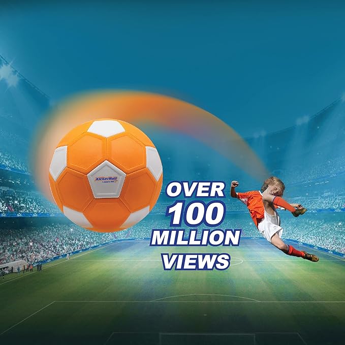 Kickerball - Curve and Swerve Soccer Ball/Football Toy - Kick Like The Pros, Great Gift for Boys and Girls - Perfect for Outdoor & Indoor Match or Game