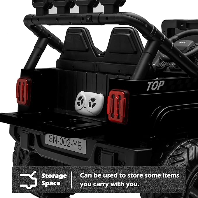 NEWQIDA 24V 2 Seater Ride on Car w/Remote Control 4wd Kids Electric Vehicles Ride on Toys Car, EVA Tires Wheels, 20" Spacious Seat, LED Lights, Music, Spring Suspension, 4x200W Motors, Black
