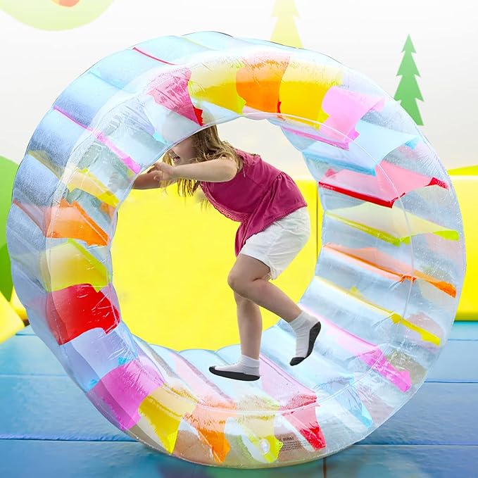 Joliyoou Water Wheel Pool Float, 47" Inflatable Roller Float for Kids, Giant Colorful Pool Toy for Children Swimming Pools, Lakes, Beaches, Lawns, Summer Parties Fun
