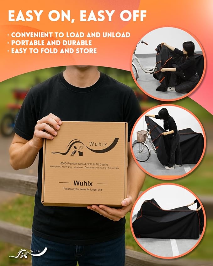 Bike Cover Waterproof Outdoor – 600D Heavy Duty Bicycle Covers for 1/2/3 Bikes – UV Rain Dust Snow Protection – Fits Road, Mountain, Cruiser, Ebike & Electric Bikes