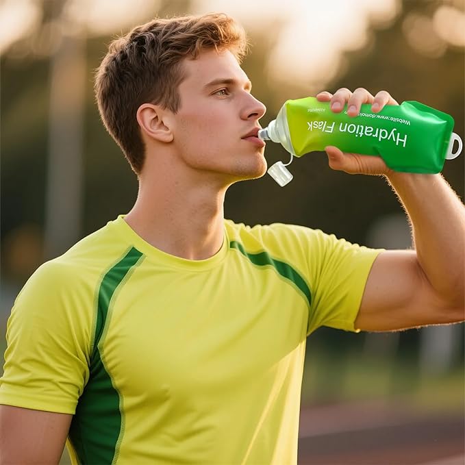 500ml Soft Flask Soft Water Bottle for Running, Hiking, Travelling, Cycling and Climbing - Gradient Green