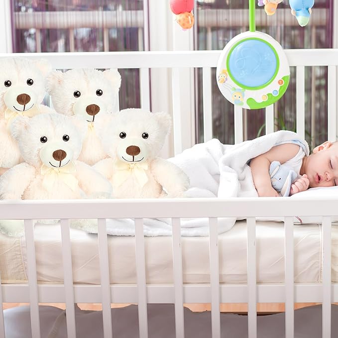 Civaner 4 Pack 14 Inches Bear Plush Stuffed Animals Operation Christmas Cute Soft Bears Gifts Bulk for Girls Boys Girlfriend(White)