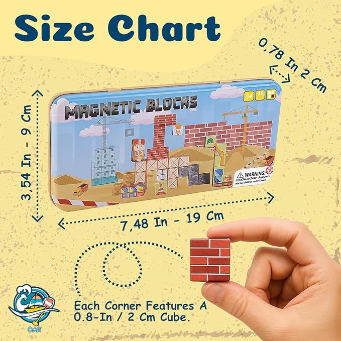OAR Mini Magnetic Blocks – Montessori Toddler Sensory Magnetic Building Blocks & Tiles STEM Set, Magnet Cubes with Portable Gift Box, Travel Toy for Kids Ages 3-8, Christmas & Birthday Gift
