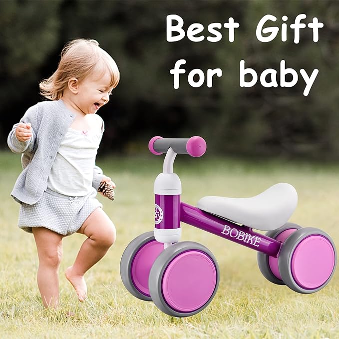 Baby Balance Bike Toys for 12-36 Months Kids Toy Boy Girls Gifts Toddler Best First Birthday Gift Children Walker No Pedal Infant 4 Wheels Bicycle (Purple)