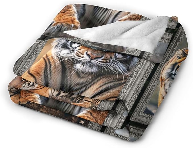 Tiger Blanket Wild Animal Throw Blanket Cozy Plush Fleece Flannel Tiger Stuff Blankets Lightweight Fuzzy Gifts for Girls Boys Women Men 80"X60"