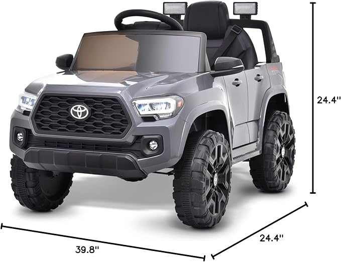 Blitzshark 12V Kids Ride on Car Licensed Toyota Tacoma Battery Powered Motorized Electric Vehicle, with Remote Control, Digital Display, Spring Suspension, Storage Space, Music & FM, Grey