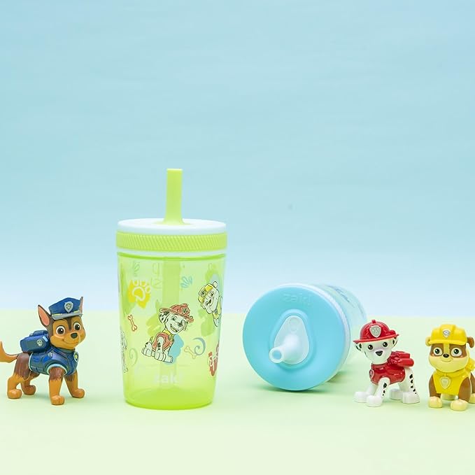 Zak Designs PAW Patrol Kelso Toddler Cups For Travel or At Home, 15oz 2-Pack Durable Plastic Sippy Cups With Leak-Proof Design is Perfect For Kids (Chase, Marshall, Rubble, & More)