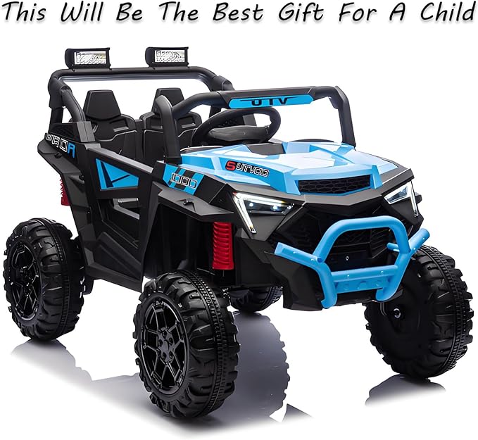 24v Ride On Toys for Big Kids,UTV 2 Seater Ride On Car for Kids,24 Volt Ride On Toys for Boys,W/Remote Control,LED,Music,Bluetooth,4 Shock Absorbers,Toddler 4 Wheeler,Electric Car for(Blue)