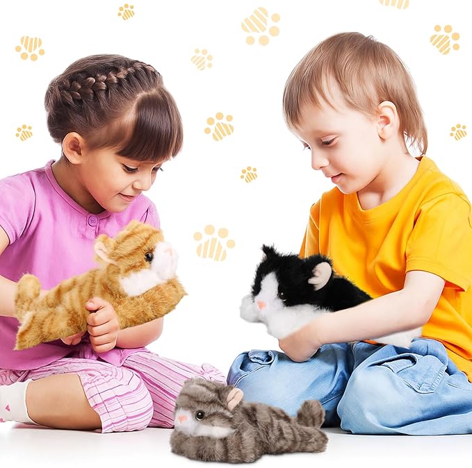 3 Pcs 9 Inch Cat Stuffed Animal Plush Gift Operation Christmas Cute Kitten Plush Toys Small Cat Stuffed Animal Sleeping Gifts for Boys Girls Pet Party Favors(Sweet Style)