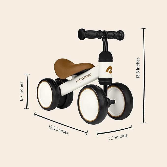 Retrospec Cricket Baby Walker Balance Bike with 4 Wheels for Ages 12-24 Months - Baby Toys & Toddler Toys for 1 Year Olds - Ride On Bicycle - Boys & Girls