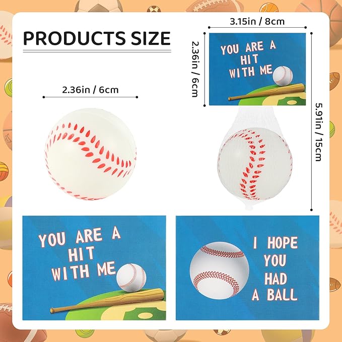 LiYiQ 24Pcs Baseball Party Favors 2.36 Inch Baseball Stress Balls for Kids Baseball Birthday Favors Foam Baseballs Birthday Decorations Baseballs Goodie Bag Stuffers