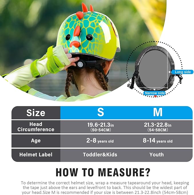 Kids Toddler Bike Helmet, Adjustable and Multi-Sport for Child Boys and Girls, 2 Sizes