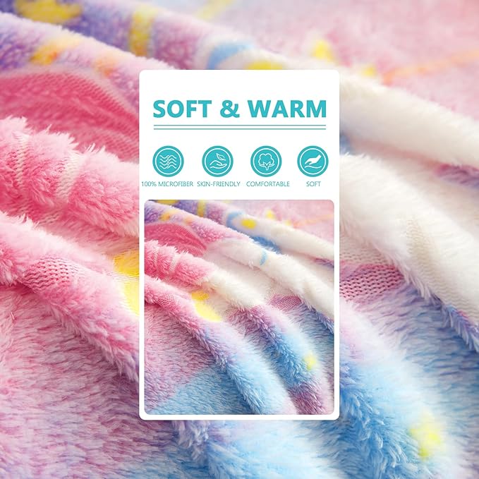 Unicorns Gifts Toys for Girls,Glow in The Dark Unicorns Blanket, Birthday Presents Decor for Kids Age 3-14 Year Old Daughter Teen Child Toddler Luminous Christmas Bedroom Throw Blanket 50"x60"