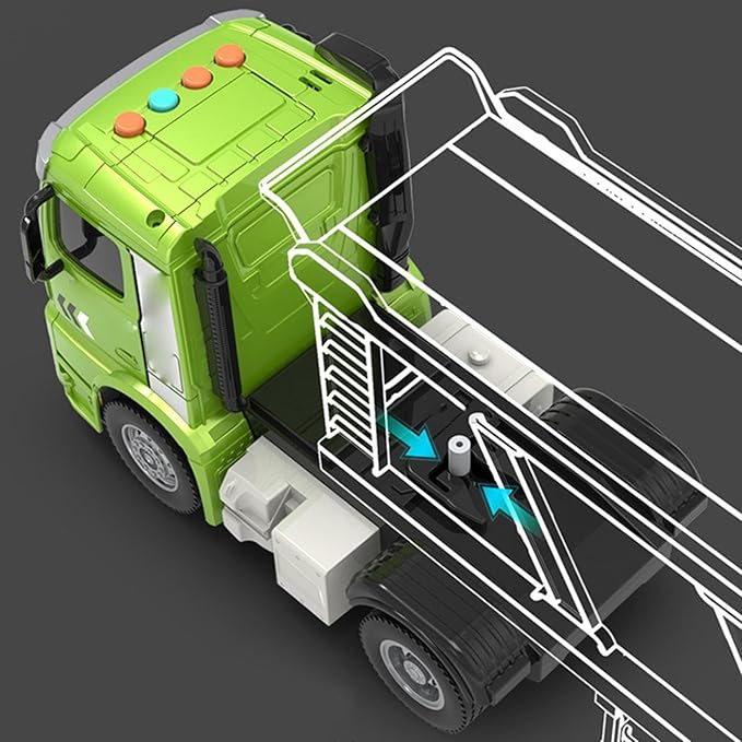 Alomejor Truck Toy, Double Deck Transport Truck with 4 Race Cars Music Light Friction Powered for Kids Boys Toddlers Vehicle Play Set