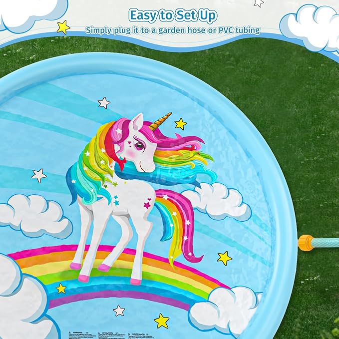 Jasonwell Splash Pad Sprinkler for Kids Splash Play Mat Outdoor Water Toys Inflatable Splash Pad Baby Toddler Pool Boys Girls Children Outside Backyard Dog Sprinkler Pool Age 1 2 3 4 5 6 7 8 9 (75'')