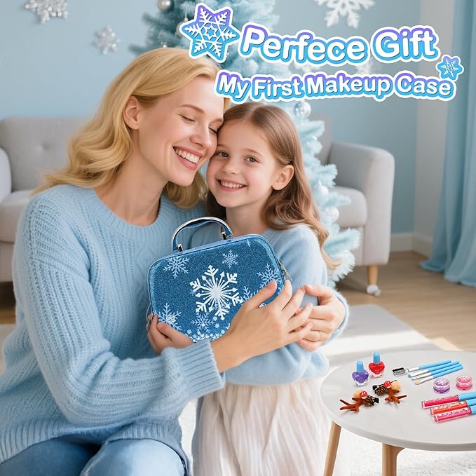 Real Washable Makeup Kit for Girls - Non-Toxic Kids Play Make Up Set Toy for Toddlers Children, Princess Toys Birthday & Christmas Gift ideas for Ages 5 6 7 8 9 10 11 12 Year Old Girls