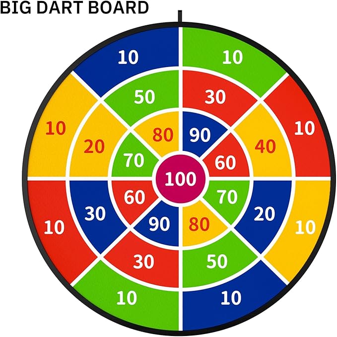 TEMI 29" Large Dart Board for Kids, Boys Toys Dartboards with 20 Balls, Indoor and Outdoor Sport Fun Party Play Game Toys, Birthday Gifts for Boys Girls 3 4 5 6 7 8 9 10 11 12 Years Old