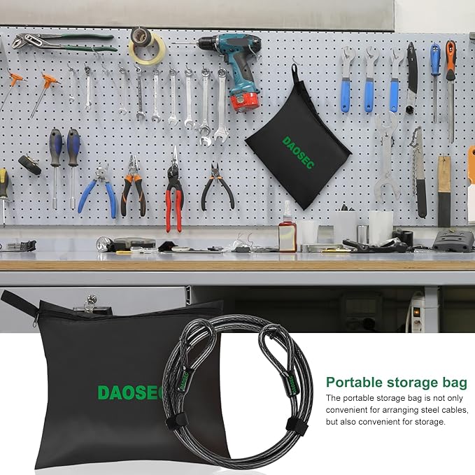 10 ft x 1/2" Heavy Duty Cut-Proof Security Cable | Flexible Vinyl-Coated Braided Steel with Looped Ends | Weatherproof Anti-Theft Locking Cable for Bikes, Gates, Kayaking & Outdoor Equipment