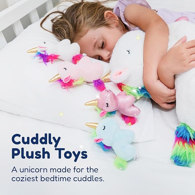 PixieCrush Unicorn Stuffed Animals for Girls, Set of 5 - Mommy with Babies - Magical Giant Stuffed Animal - Enchanting Unicorn with Babies Set - Plush Animals for Kids