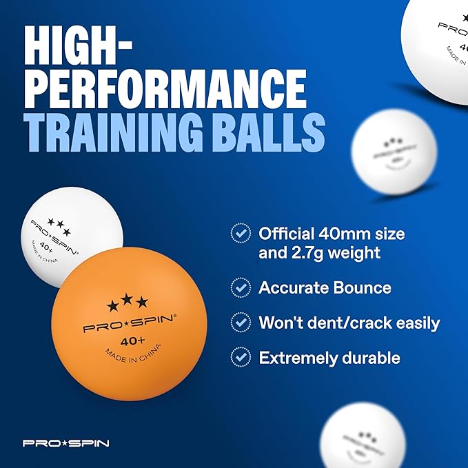 PRO-SPIN Portable Ping Pong Set with Retractable Ping Pong Net for Any Table, All-in-One Table Tennis Set with Ping Pong Paddles, Balls & Case, Table Top Family Game