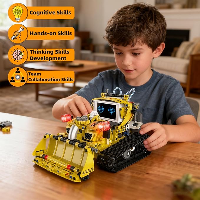 5-in-1 Programmable Robot Building Block Set for Kids Age 6 7 8 9 10 11 12-14, with APP or Remote Control & LED Display Screen, STEM Educational Gift for Teen Boys and Girls (660PCS)