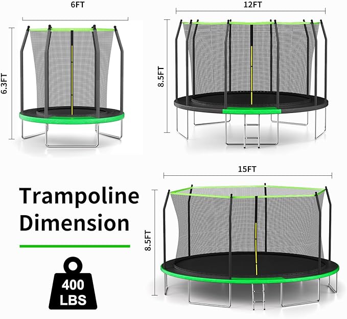 AOTOB 6 FT Trampoline for Kids with Enclosure Net, Heavy Duty Recreational Outdoor/Indoor, ASTM Approved (Green)