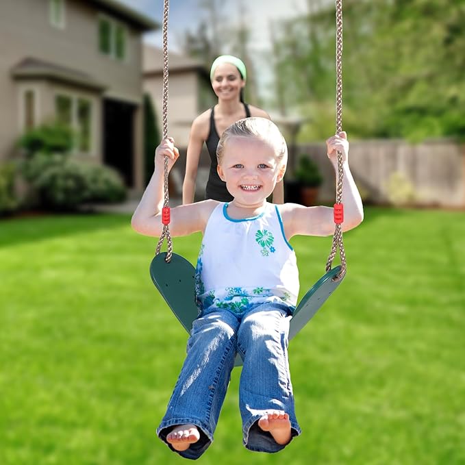 RedSwing Kids Belt Swing Seat and Plastic Climbing Rope Swing for Outside Playground, Safe Playground Swing Set Replacement for Children's Indoor and Outdoor Play, 330 Pounds Capacity - Green