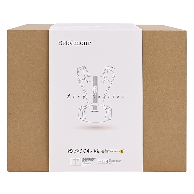 Bebamour Baby Carrier with Hip Seat,All-Position Breathable Mesh Hip Seat & Carrier 0-36Months with Head Hood, 3 PCS Teething Pads, Waist Extender,Storage Bag & Pacifier Case (Grey)