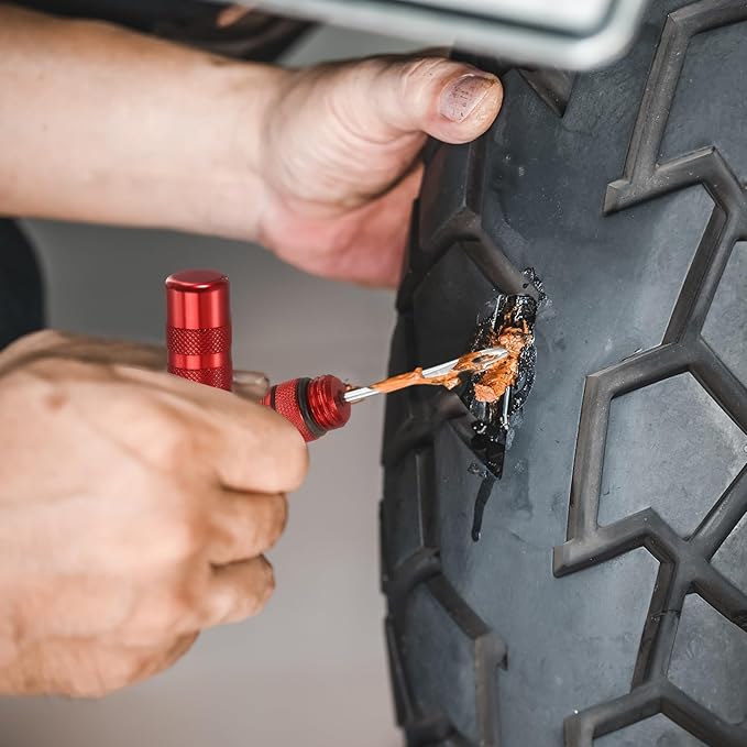 HARFINGTON Tubeless Bike Tire Repair Kit Bike Patch Tool Fix Puncture Flat with Plug Tool and Plugs for MTB Road Bicycle Tire, Black