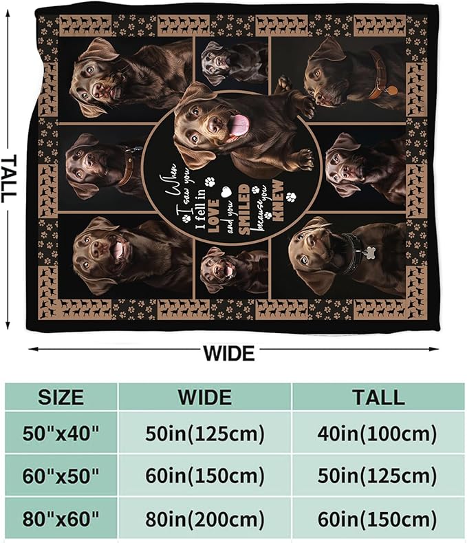 Labrador Blanket Gifts for Girls Boys Chocolate Lab Dog Lovers Throw Blankets Cozy Plush Fleece America Flag Flannel Fuzzy 60"X50"