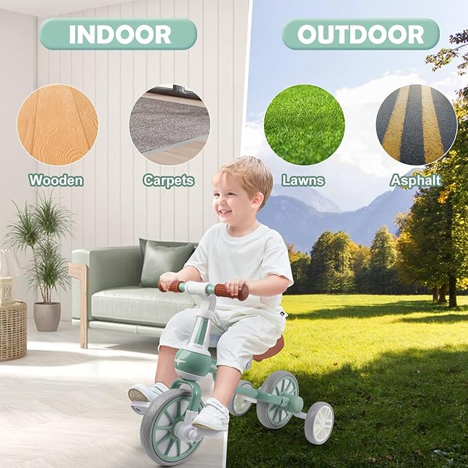 XIAPIA 3 in 1 Toddler Bike for 2-4 Year Old Girl Boy, Kids Tricycle with Adjustable Seat, Detachable Pedal and Training Wheels, Baby Balance Bike Trikes Riding Toys, Kids Chirstmas Birthday Gifts Pink