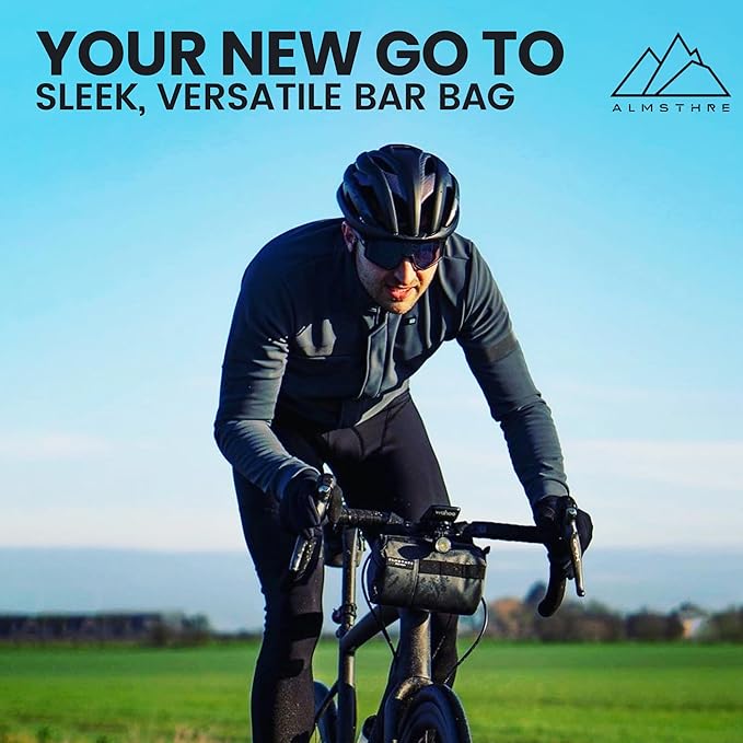 Signature Bar Bag – Midnight Black | Hard-Shell Bike Handlebar Bag with Waterproof Zippers & Adjustable Straps | Lightweight Bicycle Handlebar Bag, Compatible with Road, Gravel & MTB Bikes