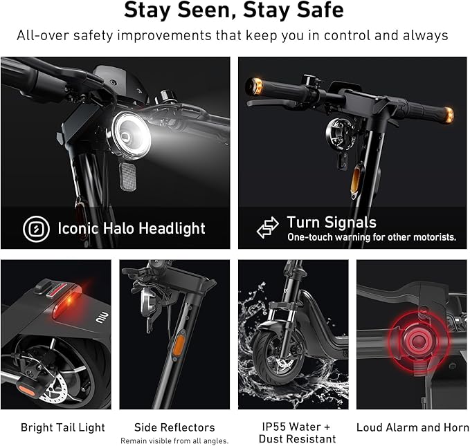 NIU K100P/K200F/K300P Electric Scooter Adults - E Scooter with Suspension, 600-900W Peak Power, 18-34 Miles Max Range, Top Speed 17.4-20MPH, Commuting E-Scooter, Folding Handlebars(Only K200F)