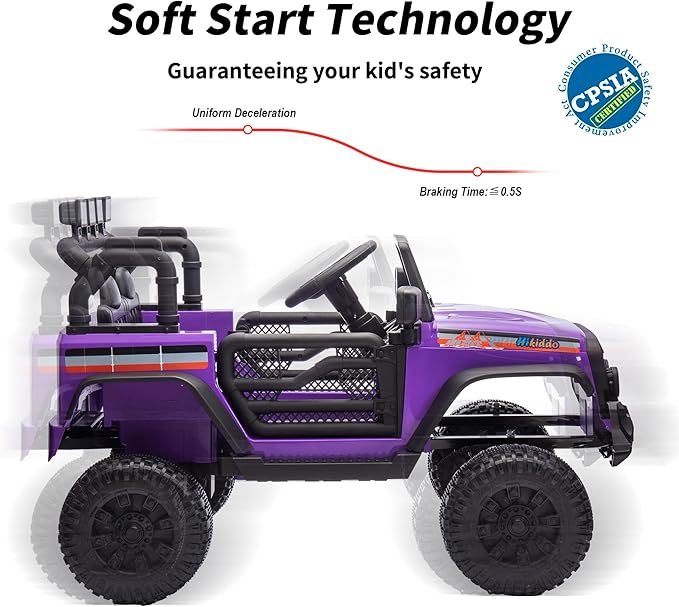 12V Ride on Electric Car, Kids Ride on Toy Truck for Toddlers 3-5 w/Remote Control, 3 Speeds - Purple