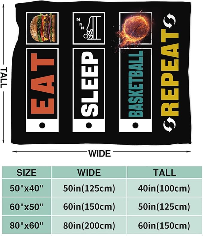 Basketball Blanket Gifts for Girls Boys Sports Throw Cozy Plush Fleece Flannel Lightweight Fuzzy Party Blankets for Women Men 50"X40"