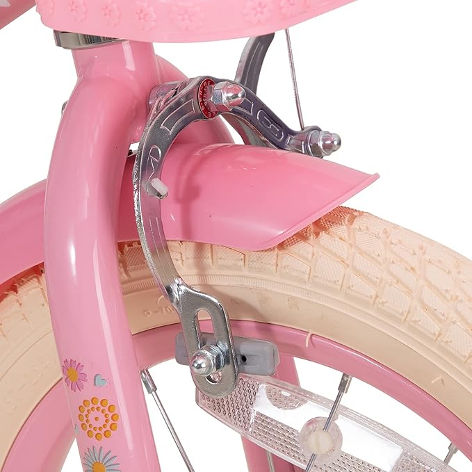 JOYSTAR Little Daisy Kids Bike for Girls Boys Ages 2-7 Years, 12 14 16 Inch Girls Bikes with Doll Bike Seat & Streamers, Boys Bike with Flag & Number Plate, Multiple Colors