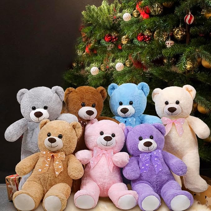 Teddy Bear Stuffed Animal 16'' Small Teddy Bear Plush Toy Gift for Valentine Christmas Birthday White
