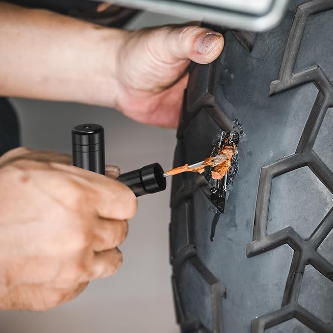 HARFINGTON Tubeless Bike Tire Repair Kit Bike Patch Tool Fix Puncture Flat with Plug Tool and Plugs for MTB Road Bicycle Tires, Black