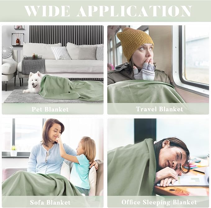 Newwiee 100 Pcs Fleece Throw Blankets Bulk Outdoor Wedding Guest Gifts Soft Lightweight Sleepover Lap Blankets Pet Home Sofa Couch Office Donation Homeless, 50 x 60 Inch (Sage Green)