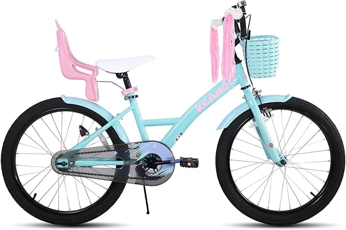 KEANO Zinnia 14 16 20 Inch Kids Bike for Girls Ages 3-10 Years, Girls' Bikes with Training Wheels, Streamers, Basket and Doll Seat, Children Bicycles