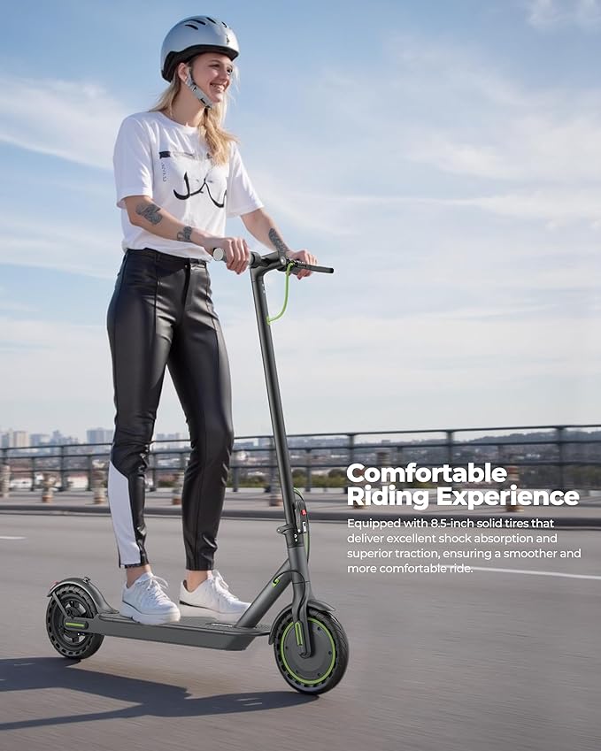 Electric Scooter - 8.5"/10'' Solid Tires, 350W/500W Motor, Up to 19-22MPH and 21-24Miles Long-Range Portable Commuting Scooter for Adults with Double Braking System and App