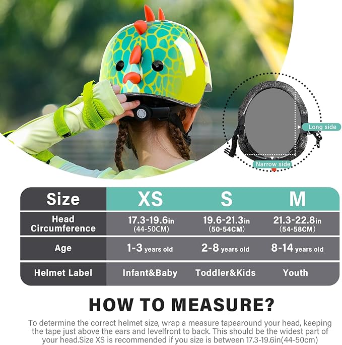 Kids Toddler Bike Helmet, Adjustable and Multi-Sport for Child Boys and Girls, 2 Sizes