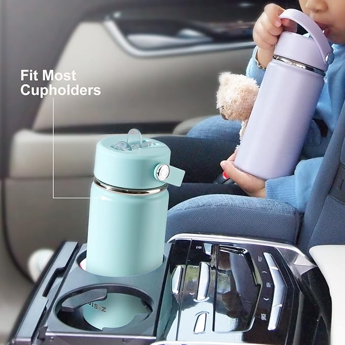 OISIZ Kids Water Bottle with Straw Lid 10oz, Vacuum Insulated 316 Stainless Steel Water Bottles for Kids for School, Leakproof Water Bottle, BPA Free and Keep Cold for 24 Hours